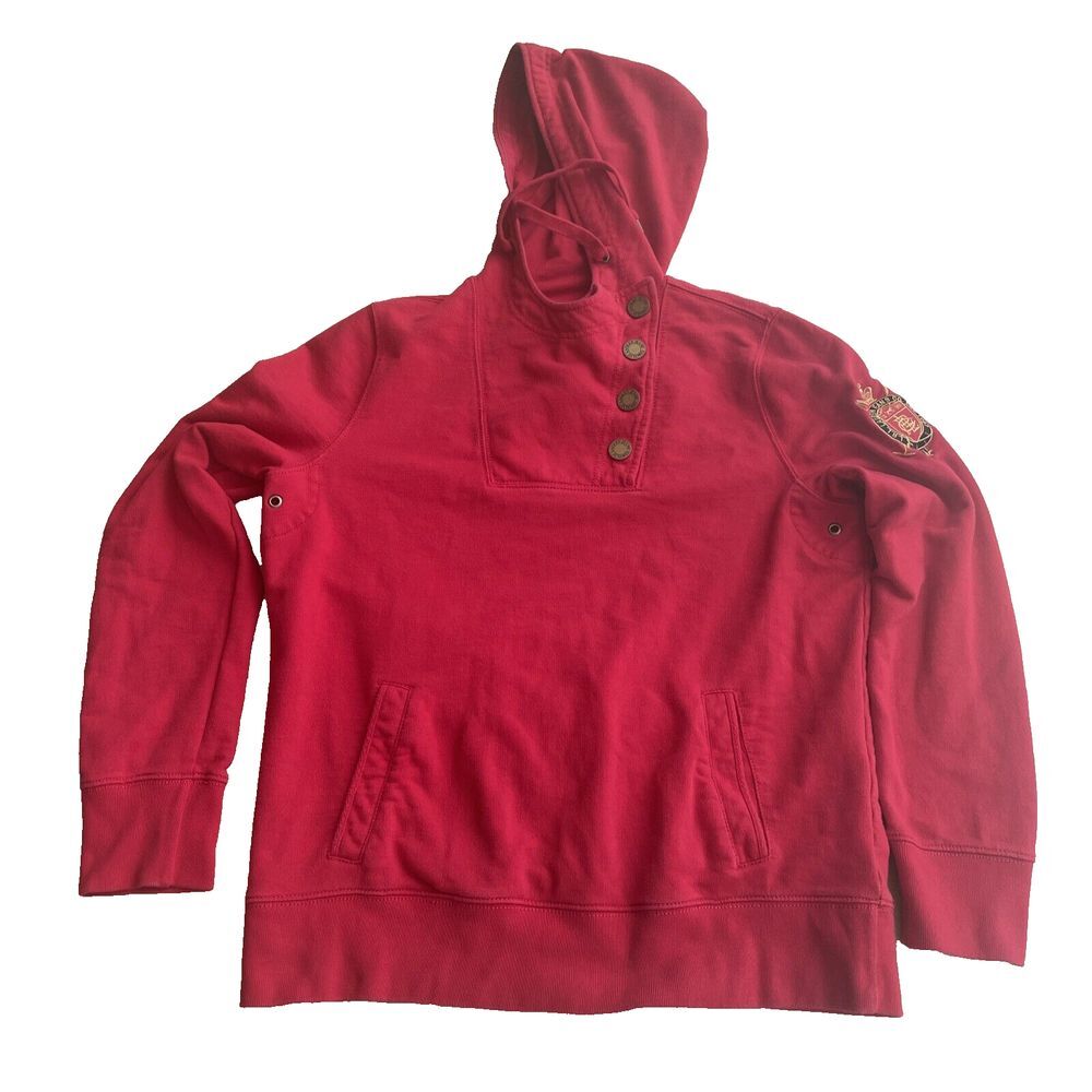VTG Green Label Lauren Ralph Lauren Regal Style Hoodie Gold Buttons Med USA Rare